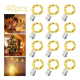 40 Luzes De Fio De Cobre Fairy String Para Decoração