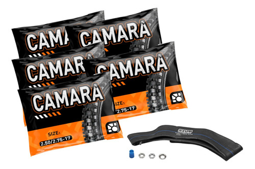 Kit 5 Camaras Para Moto Rin 17 Medida 2.50/2.75 Premium Xuri Tipo De Válvula Presta