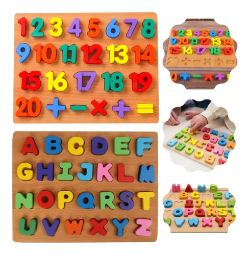 Kit 2 Tabuleiros Letras E Números Autismo Educacional Color