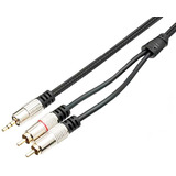 Cabo Profissional De Audio P2 + 2 Rca Em Nylon 24k