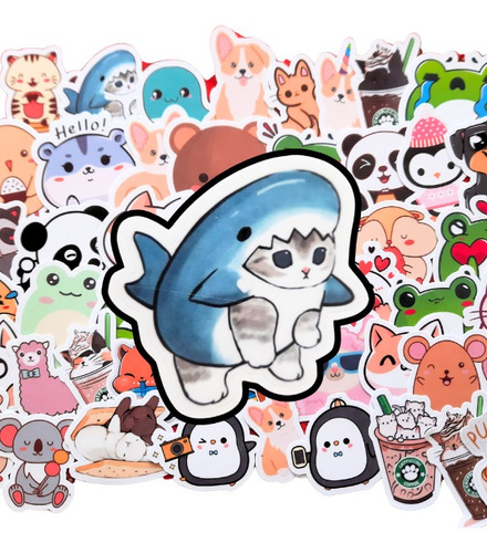 50 Stickers Cute Kawaii Monitos Animales Y Mas Personalizado