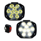 Par Faro 9 Led Redondo Auto Moto Con Estrobo Y Switch 