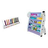 Rack Para Livros Infantil Standbook + Porta Lápis De Colorir