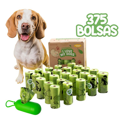 375 Bolsas Biodegradables HAB Para Recoger Popo Heces Perro Mascota con Dispensador Verde Lima | MercadoLibre