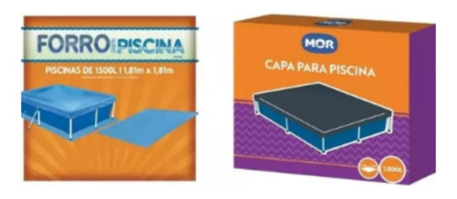 Capa E Forro Para Piscina 1500 Litros Mor Azul Original