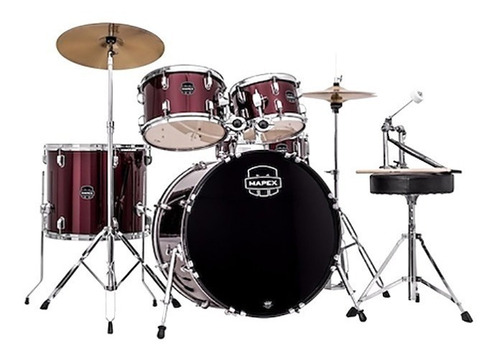 Mapex Prodigy Burgundy Bateria 5 Cuerpos Fierros Banqueta