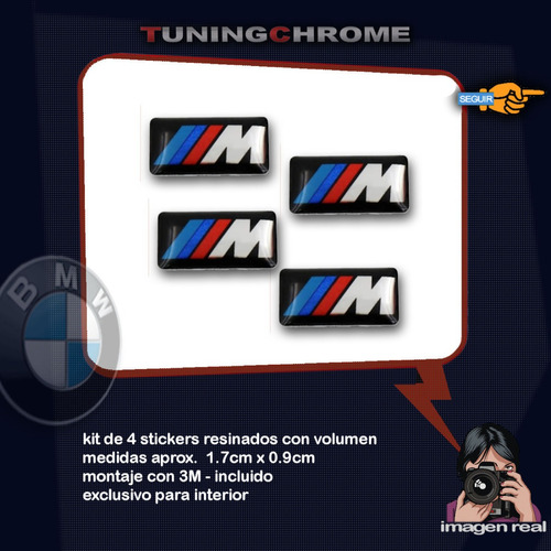 Kit 4 Emblemas Bmwstyle M Resinadas Interior Ch Tuningchrome Foto 2