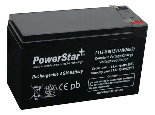 Powerstar -3 Anos De Garantia 12v 9ah Sla Bateria Reemplaza