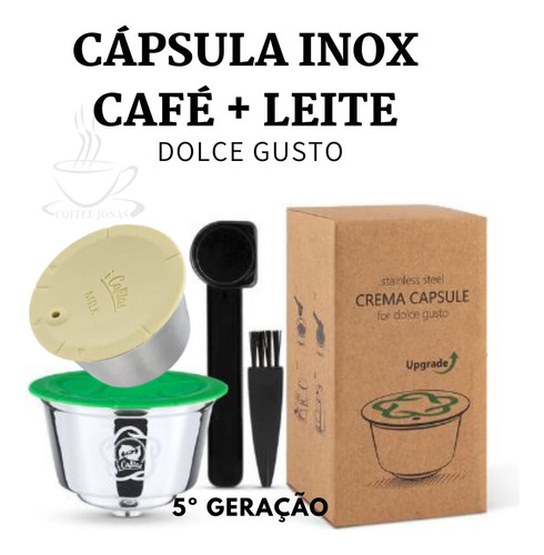 Capsula Dolce Gusto Reutilizavel Inox 5º Geração Cafe E Leite (02 Unidades) Lumio Genio Drop Picolo Oblo Melody