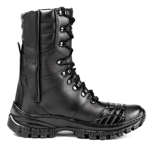 Bota Coturno Militar Cano Médio Resistente Em Couro Legítimo