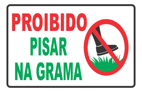 5 Placa Sinalização Aviso Proibido Pisar Na Grama