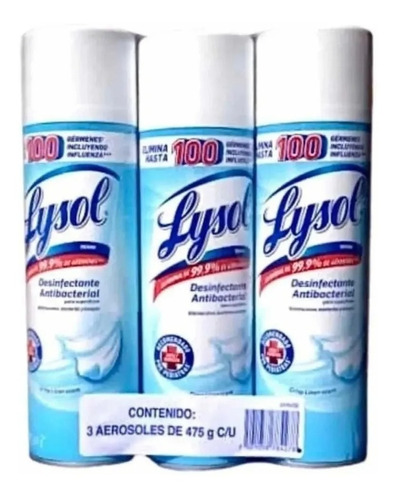 Limpiador Desinfectante Spray, Lysol 3/475 G. Msi