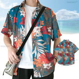 Camisa De Manga Corta Hawaiana Moda De Flores Para Hombre