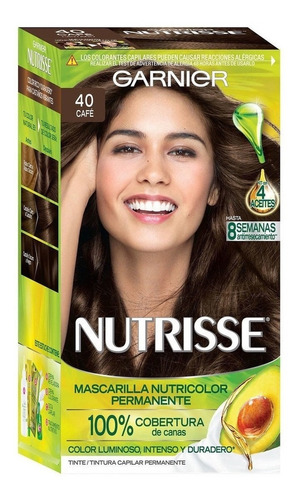 Kit Tinte Garnier  Nutrisse Regular Clasico Mascarilla Nutricolor Permanente Tono 40 Moca Clásico Para Cabello