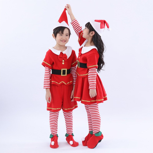 Disfraces Para Niños Navidad Duenda,vestido Elfo Noche Buena