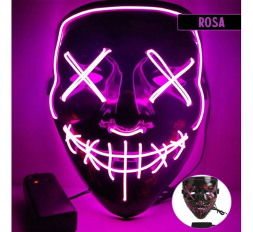 Mascara Com Led Neon Carnaval Cosplay Fantasia Masculina