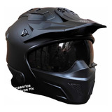 Casco Negro Scrambler Kov Rocko Abatible Modular Cafe Racer