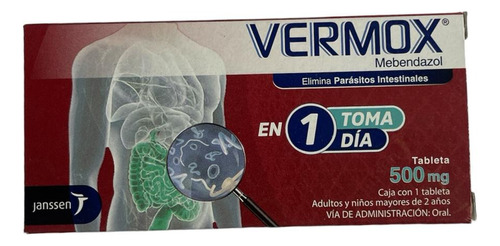 Vermox Desparasitante 500mg 1 Toma