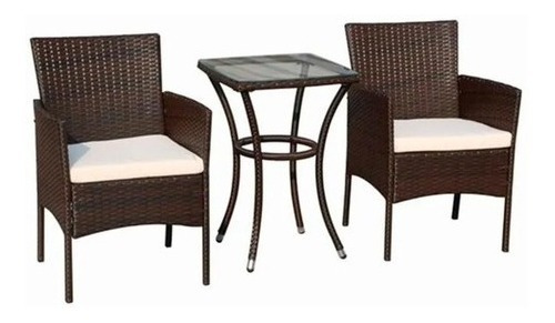 Set Jardín Bistro Rattan Exterior 3 Piezas Calidad Premium