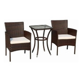 Set Jardín Bistro Rattan Exterior 3 Piezas Calidad Premium