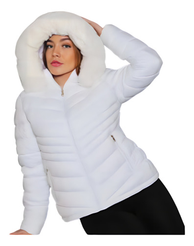 Agasalho Feminino Ziper Puffer Bobojaco Forrado Pelinho Frio