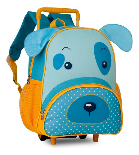 Mochila Rodinha Bolsa Infantil Escolar Cachorrinhos Unissex