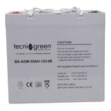 Batería Solar 12v 55ah Agm Recargable Tecnigreen