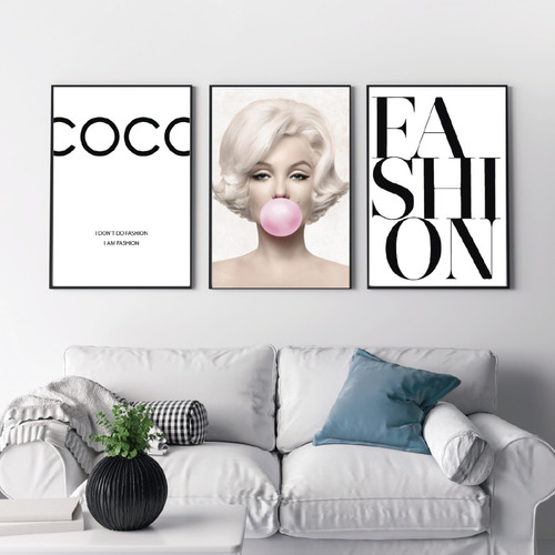 Cuadros Decorativos - Set X3 - 30x40 - Moda - Marilyn