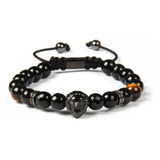 Pulsera Ajustable Hombre Leon Black Onix Goldamaia