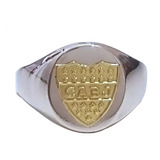 Anillo Escudo Boca Cabj Ovalado - Plata 925 Y Oro 18k Fútbol