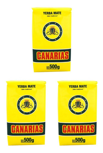Yerba Mate Canarias 500g Tradicional Pack X3 Unidades