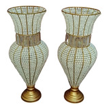 Vaso Pedraria Cristal Conde Imperio Decoração 60cm 2 Peças