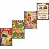 Carteles Decorativos  Kit 4 Chapas Litografias Antiguas Vintage 30x20 No Es Vinilo