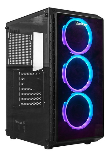 Ocelot Gabinete Gamer Negro Atx Panel Frontal Y Lateral Cristal Templado 5 Bahías De Almacenamiento Espacio Para 8 Ventiladores De 120mm  Soporta Gpu Hasta 285mm