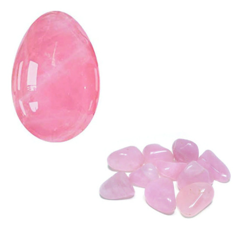 Huevo Yoni En Cuarzo Rosa + Cuarzo Rosa Piedra Natural 20gr