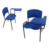02 Cadeira Universitária Plást Azul C/ Prancheta S/ Cesto Le