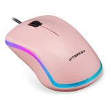 Mouse Jitopkey, Con Cable/retroiluminado/1000dpi/rosa