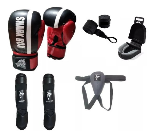 Kit Kick Boxing,boxeo: Guante + Tibial+ Venda+bucal+inguinal