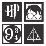 Kit 4 Quadros Decorativos Sala Quarto Geek Harry Potter
