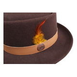 Chapéu Pork Pie Unissex Modelo Fire Marrom Aba 6cm Top! Hats