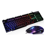 Teclado Led + Ratón Kit Pc Gaming Teclado Mecánico