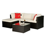 Conjunto De Muebles De Patio De 5 Piezas De Mimbre Exterior 