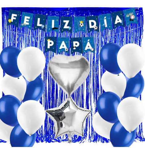 Combo Kit Feliz Dia Papa Deco Globos Estrella Corazon Padre