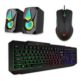 Combo Gamer Totalmente Negro, Con Mouse Teclado Y Diadema.