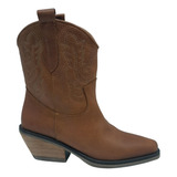 Bota Texana Cuero Vacuno 100% Moda Dama Zapato Vegas/hr