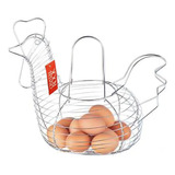 Gallina Huevera Porta Huevos Metal Cromado Cocina