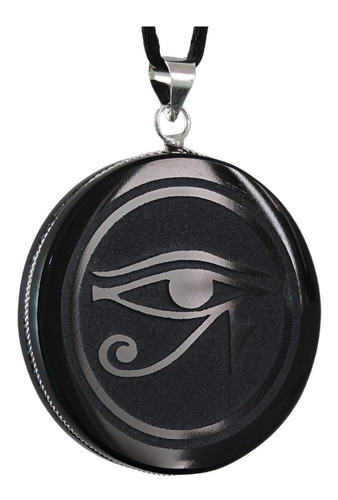 Dije Obsidiana Negra Grabada Con Ojo Egipcio De Horus Margen
