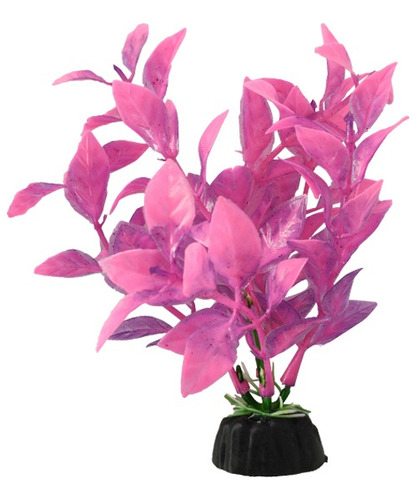 Planta Plástica  10cm Rosa Para Enfeite Aquário Decoração