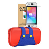 Estuche Protector Duro + Lamina Mica Nintendo Switch Oled 