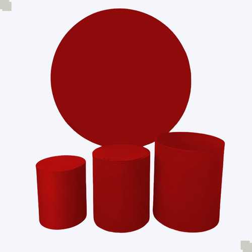 Trio De Capas Cilindro E Painel Diam 1,50 M Cores Variadas Cor Vermelho Liso